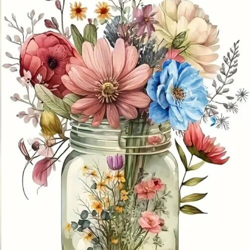 Diamond Art Kits for Adults - Daisy Diamond Painting for Beginners, Diamond Dots Round 5D Full Drill Paint with Diamonds Pictures Gem Art Painting Kits DIY Crafts Kits Flower Bottle 12x16in