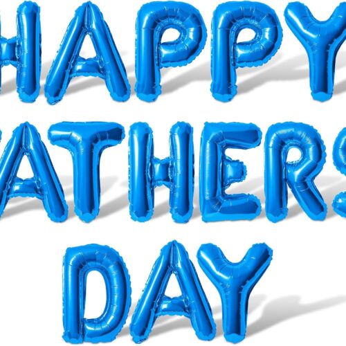 Letter Balloons - HAPPY FATHERS DAY 16" Inch Alphabet Letters Foil Mylar Balloon Fathers Day Banner (Blue)