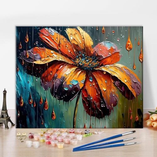 Flowers Paint by Numbers, Abstraction Oil Painting for Adults Kids Paint by Number, Plants Paint by Numbers with Brushes and Pigment for Home Wall Decor, 16x20 Inch