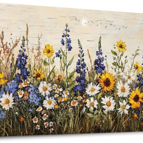 Farmhouse Wall Art For Living Room Canvas Wall Decor For Bedroom Office Dining Room Decor Boho Wall Paintings Flowers Watercolour Wall Pictures Ready To Hang Family Home Decor 20"X40"