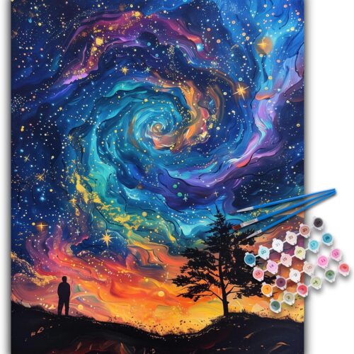 Paint by Numbers Kit for Adults Beginner - Starry Sky Acrylic Adult Paint by Number Kits on Canvas, Fantasy Landscape Watercolor Oil Number Painting for Adults, Perfect for Home Decor Gift 16"x20"