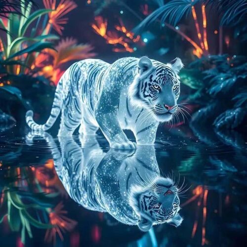 5D Diamond Painting Kits for Adults,Full Drill Round Animal Tiger Diamond Art Kits For Adults Beginner DIY Paintings Kits With Diamonds Gem Art And Crafts For Home Wall Decor 11.8 X 11.8Inch