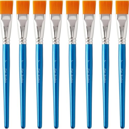 14 Pcs 1 Inch Flat Paint Brushes - Synthetic Nylon Hair Artist Brushes Bulk for Acrylic, Oil, Watercolor - Wooden Handle Professional Painting Brushes for Canvas, Detail Work, Base Coating & Crafts
