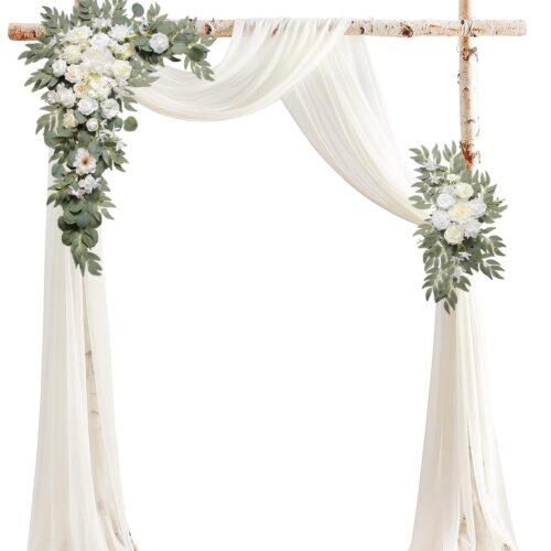 Arch Flowers with Drapes Kit (Pack of 3) for Wedding Ceremony Arbor and Reception Backdrop Decoration Wedding Welcome Signs Floral Birthday Party Decoration