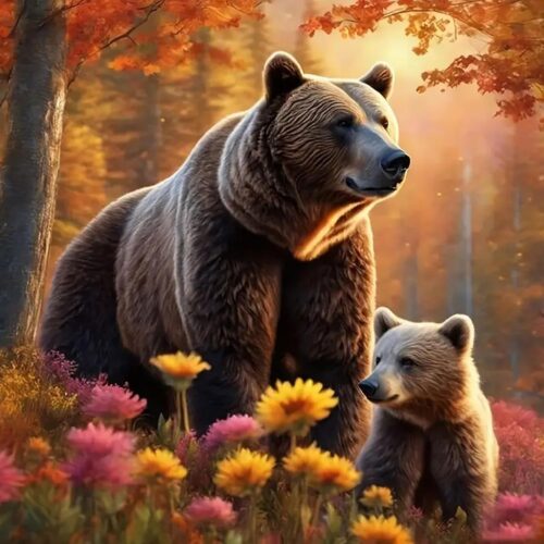 Bear Diamond Art Kits for Adults,DIY 5D Forest Diamond Painting Kits for Beginners, Round Full Drill Diamond Dots Paintings,Diamonds Pictures Gem Art for Adults Crafts Home Decor 12x12inch
