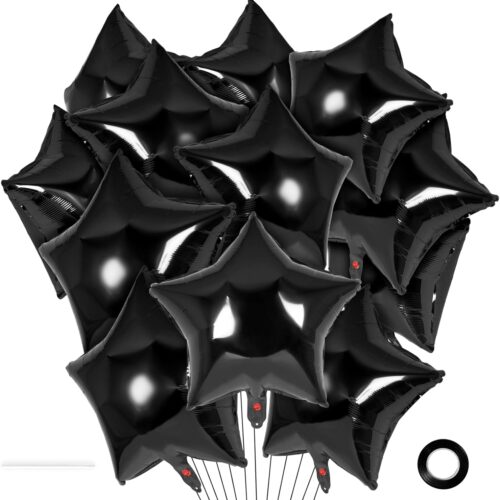 20 Pcs Star Balloons,18 Inch Black Star Foil Balloons,Star Shaped Balloons Mylar Balloons Helium Balloons for Birthday Party Anniversary Wedding Baby Shower Decorations (Black)