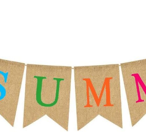 Hello Summer Burlap Banner with Sunshine Signs and Bows Rustic Bunting Garland for Camp Pool Beach Barbecue Hawaiian Summer Party Decorations