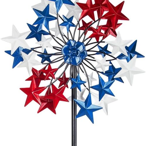 Outdoor Wind Spinner - Patriotic Metal Garden Spinners- Wind Sculptures July 4th Decorations for Garden, Yard 54 * 12.8 Inch