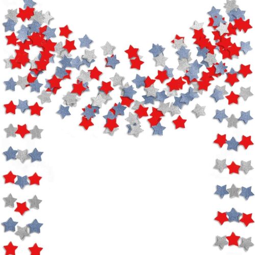 6 Pack Patriotic Star Streamers Garland Red White Blue Bunting Banner Paper Hanging Decorations for 4th of July American Independence Day Labor Day Holiday Memorial Day Party Supplies (50 Feet)