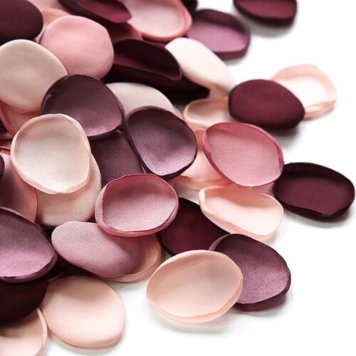 300pcs Rose Petals Burgundy Maroon Faux Silk Flower Petals for Wedding Flower Girl Basket Aisle Scatter Dinner Table Centerpieces Party Confetti Bridal Shower Romantic Night Decoration