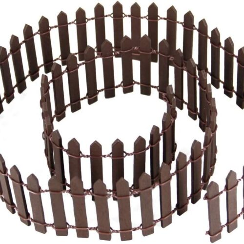 Miniature Fairy Garden Fence, DIY Wood Picket Fence Mini Ornament for Dollhouse (Brown)