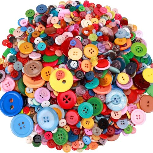 1500 pcs Round Resin Buttons Mixed Color Assorted Sizes for Crafts Sewing DIY Manual Button Painting DIY Handmade Ornament Buttons Easter Egg Fillers Decorative, 2 Holes and 4 Holes