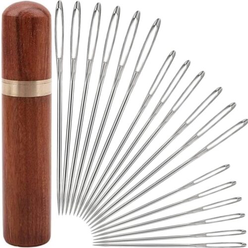 18 Pieces Large Eye Sewing Needles, Handmade Yarn Knitting, Sharp Stainless Steel Embroidery Thread Needle for Leather and Tapestry