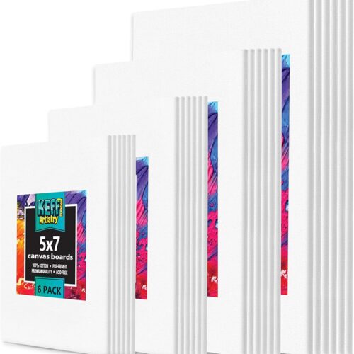 24-Pack Bulk Canvas for Painting, 6 of 5x7, 8x10, 9x12, 11x14 Canvas Boards for Painting, Art Supplies for Adults & Kids - 100% Cotton Primed Painting Canvas for Acrylic, Oil, Watercolor, Tempera