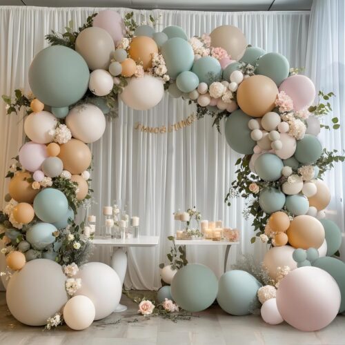 Dusty Green Nude Pink Balloons Arch Kit, Double Stuffed Pastel Balloon Arch Dark Light Green Blush Nude Cream White Sand Tan Pink Balloons for Wedding Birthday Party Woodland Baby Shower Decorations