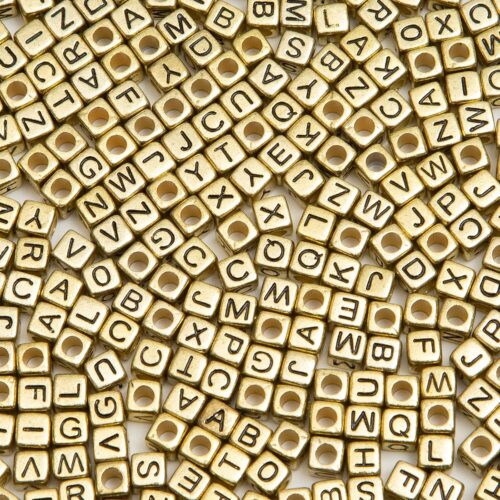 1000pcs Square Letter Beads for Bracelets, 6x6mm Gold Cube Alphabet A-Z Beads for Jewelry Making Friendship Bracelets (Cube Gold)