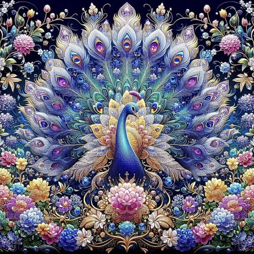 5D Peacock Diamond Art Kits for Adults Beginners,DIY Full Round Drill Diamond Painting Kits Flowers, Paint by Diamonds Dot Gem Art Crystal Easy,Home Wall Decor 13.7X13.7Inch