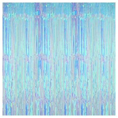 XtraLarge Blue Iridescent Streamers - 3.2x8 Feet, Blue Fringe | Mermaid Birthday Decorations, Iridescent Party Decorations | Bachelorette Party Decorations | Under The Sea Party Decorations