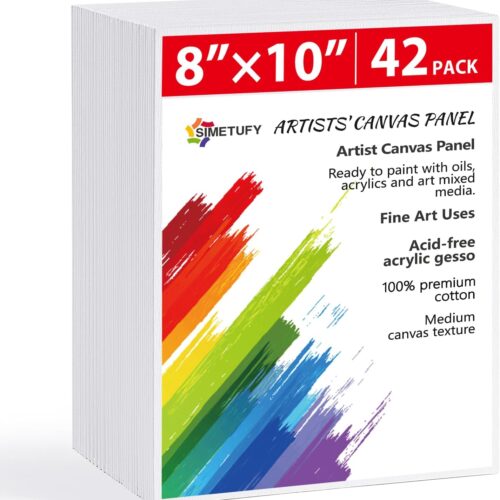 42 Pack Canvas Boards for Painting 8 x 10 inch Canvas Panels Blank - Gesso Primed Acid-Free 100% Cotton for Acrylics Oil Watercolor Tempera Paints