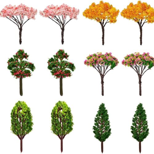 Miniature Fairy Garden Tree Plant Ornament, Miniature Dollhouse Pots Decor Moss Micro Landscape DIY Craft Garden Ornament 12 Pcs