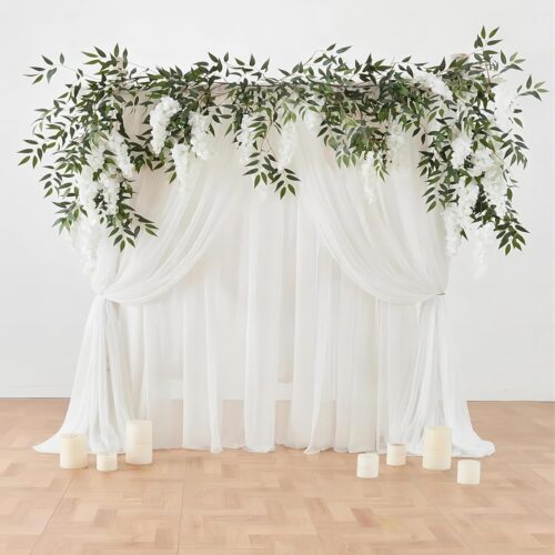 Wisteria Garland Hanging Flowers, 5.9 FT Full White Silk Artificial Wisteria Fake Wedding Arch Decorations Ceremony Backdrop for Wedding Home Party Indoor Outdoor Decor