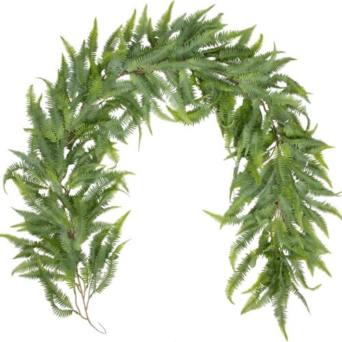 5ft Long Greenery Garland Boston Fern Floral Garland for Door Mantle Decorations, Lush Realistic Spring Summer Artificial Garland for Home Farmhouse Indoor Decor
