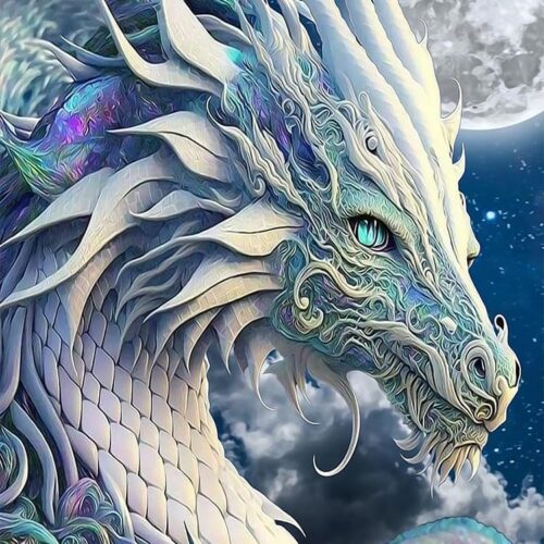 Dragon Diamond Painting Kits for Adults,5D DIY Moon Diamond Art Crystal Diamond Paintings Full Round Drill, Paintings with Diamonds Gem Art for Home Wall Decor 12x16 Inch