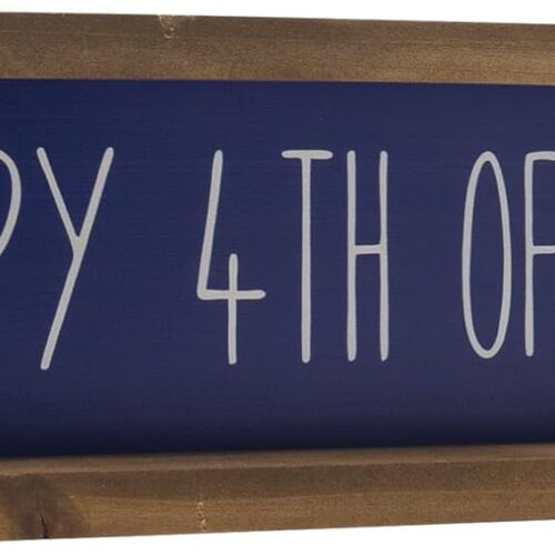 Happy 4th Of July Sign Independence Day Decorations For Home Wooden Patriotic Indoor Table Top Centerpieces Wall Mantle Office American Fourth Of July Wood Signage Farmhouse Decor