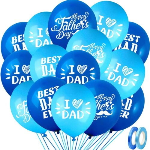 Fathers Day Balloons Party Decorations Supplies - 48PCS Latex 12inch Happy Father's Day Party Supplies - Best Dad Ever Party Decorations