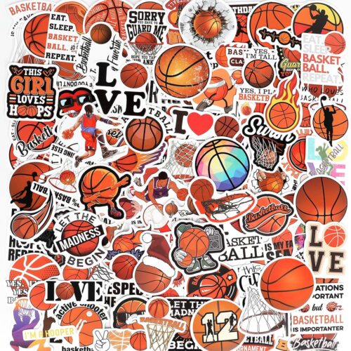 120 Pcs Basketball Stickers Cute Basketball Sticker Waterproof Vinyl Sticke for Water Bottles Laptop Skateboard Luggage Computer Stickes for Teens Girls Kids