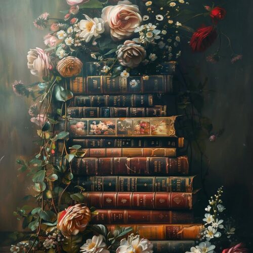 Diamond Painting Kits for Adults - Vintage Books Diamond Art Kits for Adults,5D Diamond Painting,DIY Flowers Full Drill Gem Art and Crafts 12x16inch