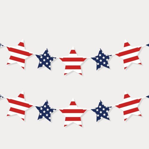 Patriotic Star Garland Banner for 4th of July Decorations, Red White Blue Stars Bunting for Memorial Day, Veterans Day, Independence Day Decorations Patriotic Holiday Hanging Decorations