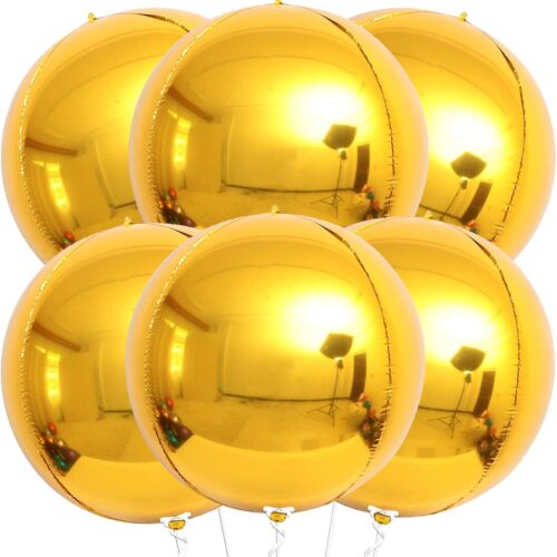 Large Gold Foil Balloons - 22 Inch, Pack of 6 | Gold Mylar Balloons for Golden Party Decorations | Metallic Balloon | Graduation Balloon, Graduation Decorations 2025