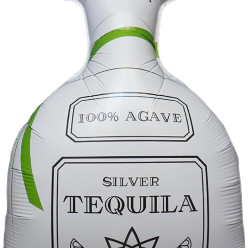 30" Tequila Bottle Foil Balloon (set of 1, with straw) Margs and Matrimony Bachelorette Party Decorations, Reusable Inflatable Alcohol, 21st Birthday