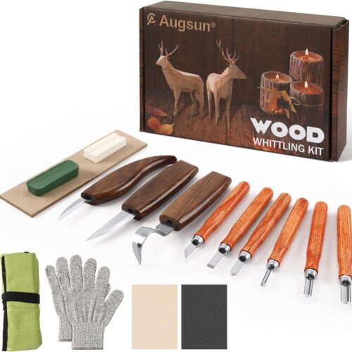 Wood Carving Kit, 17 Pack Wood Whittling Kit Hand Carving Knife Tools Set for DIY Sculpture Carpenter Experts & Beginners