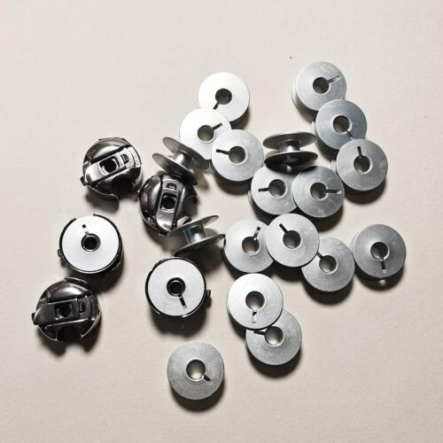 5PCS L Style Bobbin Cases and 20PCS L Style Aluminum Bobbins Replacement for Juki Consew Singer Brother Single Needle Lockstitch Sewing Machine