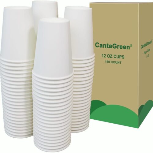 150 Count 12 OZ Heavy-duty Paper Coffee Cups, White Disposable Cup for Hot and Cold Beverage
