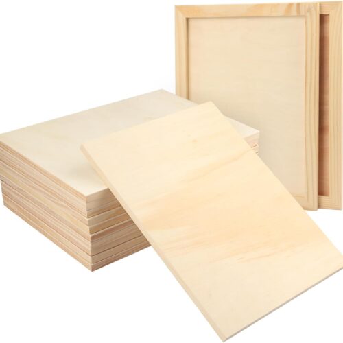 12 Pack Wood Canvas Boards for Painting, 9 x 12 Inch Canvas Panels for Art Projects, Cradled Artist Panels for Oil, Acrylic, Encaustic, Wood Burning, Pouring and More