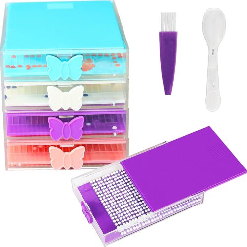 Diamond Painting Trays with Lids, Diamond Art Painting Tools and Accessories Kits for Adults, 4 Pack ABS Diamond Art Painting Bead Sorting Trays with Covers