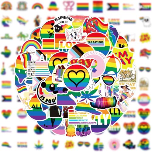 Progress Rainbow Pride Stickers, 200Pcs LGBTQ+ Waterproof Decals, Versatile for Multiple Surfaces - Love is Love