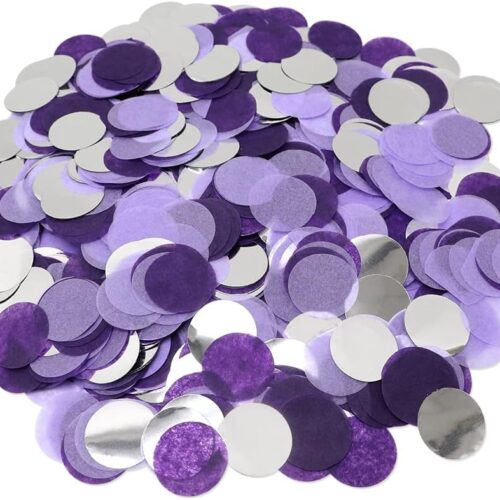 5000 Pieces Tissue Paper Confetti Circles, 1 Inch Round Paper Table Confetti Circle Dots, Suitable for Birthday Wedding Party Decoration and Baby Shower decorations,Purple and Sliver