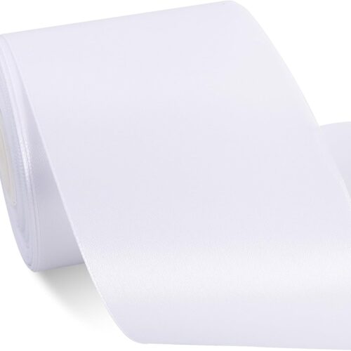 White Satin Ribbon 3 Inch X 25yds Solid Silk Ribbons for Gift Wrapping, Craft, Floral Bouquets, Valentine's Day Christmas Gift Wrapping, Party Wedding Decoration