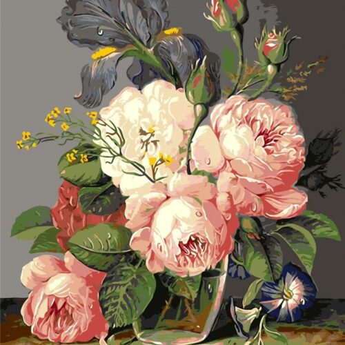 Paint by Numbers Kit for Adults Flowers Paint by Numbers Frameless Canvas Art DIY Oil Painting House Decor 16x20 INCH Mouthwatering Flowers (Frameless)