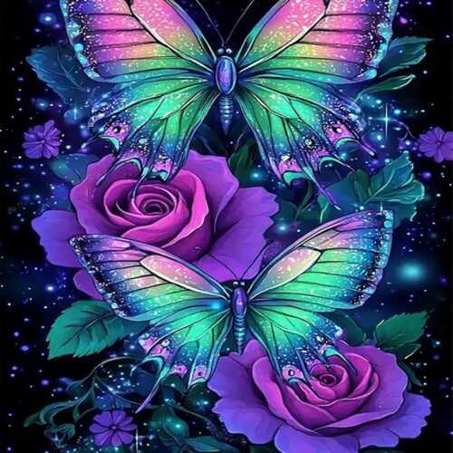 5D Diamond Painting Kits for Adults Beginners, Butterfly Flower Diamond Art, DIY Full Round Drill Diamond Dot Gem Art Kits for Adults, Home Wall Decor 11.8x15.7 Inch