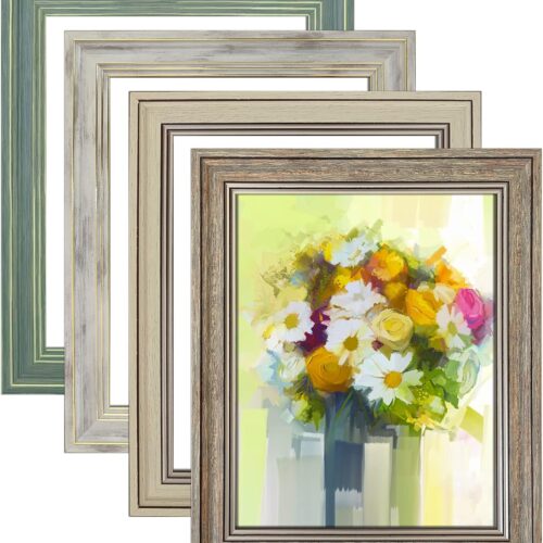 8x10 Picture Frame Set of 4, Rustic Farmhouse Picture Frames for Table or Wall Hanging