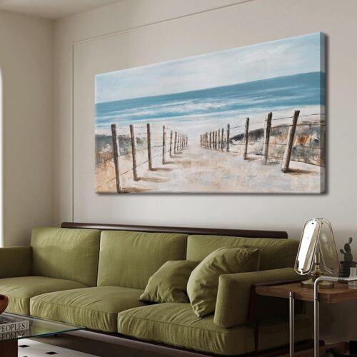 Canvas Wall Art Decor Modern Canvas Wall Art For Living Room Fall Coastal Wall Art Decor Wall Pictures Blue Beach Wall Art Prints Canvas Art Work For Bedroom Office Kitchen Wall Decor 20"x40"