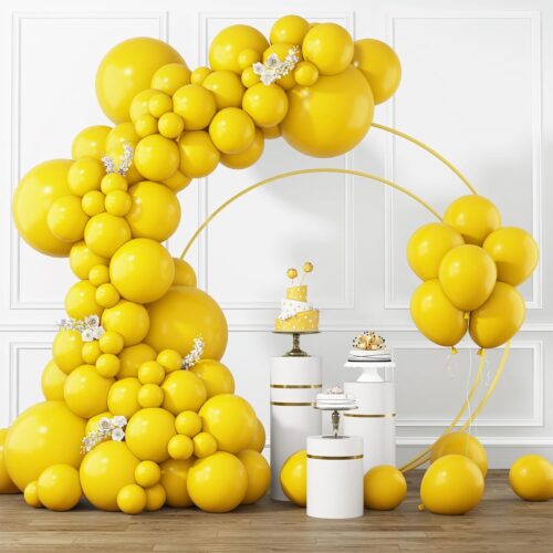 Yellow Balloons Different Sizes 105pcs 5/10/12/18 Inch Yellow Balloon Garland Kit for Wedding Baby Shower Birthday Party Supplies Bridal Shower Decorations