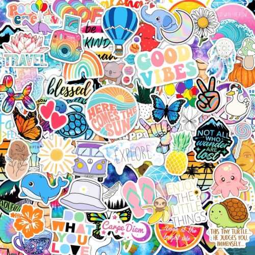 120 Pcs Preppy Stickers, Summer Stickers for Water Bottles Girls, Laptop Accessory Waterproof, Cute Decals for Phone Waterbottle MacBook Cup, Summer Themed Stickers for Teens