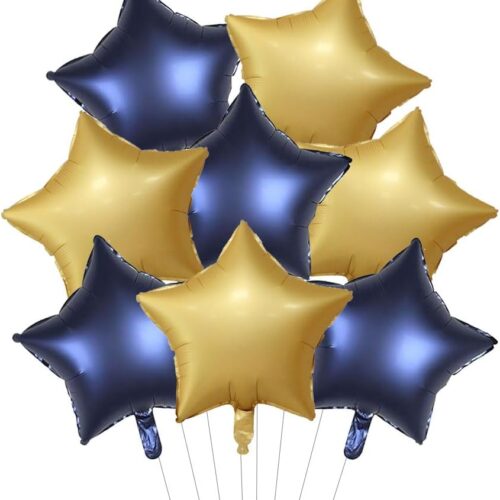 20 pcs 18inch Navy Blue Gold Star Foil Balloons, Matte Blue Gold Star shaped Helium Balloons Mylar Balloons for Wedding Graduation Decoration Birthday Party Balloons