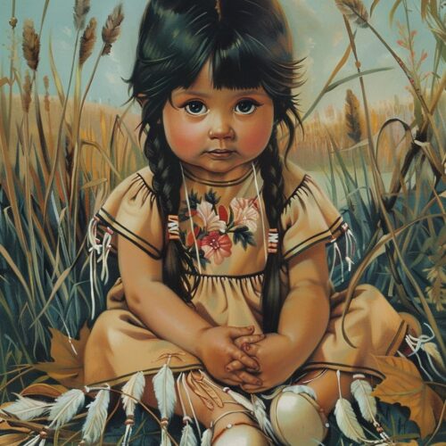 5D Diamond Art Painting Kits for Adults American Native Indian Little Portrait Full Square Drill Diamond Art Accessory Cross Stitch Cute Angel Gems for Wall Decoration Gift 30x40cm/12x16inch